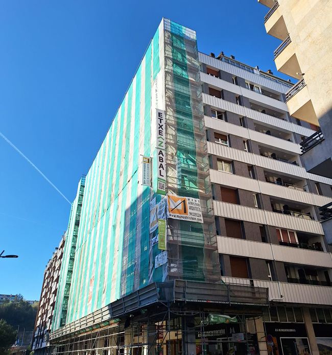 rehabilitacion de fachada en donostia, gipuzkoa carlos I 22 en amara